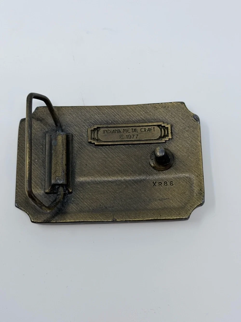 Browning Metal Belt Buckle with Green and Blue Enamel Accents